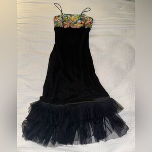 Rare 100% Silk Beaded Tropical LBD Dress